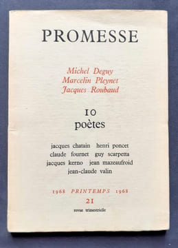 Promesse - 10 poètes - n°21, printemps 1968 -. KERNO (Jacques) - VALIN (Jean-Claude) - DEGUY (Michel) - PLEYNET (Marcelin) - ROUBAUD (Jacques) -
