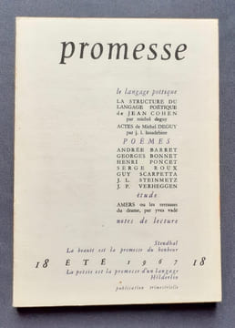 Promesse - n°18, été 1967 -. KERNO (Jacques) - VALIN (Jean-Claude) - DEGUY (Michel) - HOUDEBINE (Jean-Louis) - VADE (Yves) -