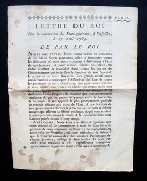 Lettre du Roi pour la convocation des Etats généraux, à Versailles, le 27 avril 1789, suivie du Règlement pour l’exécution de ses Lettres de ...