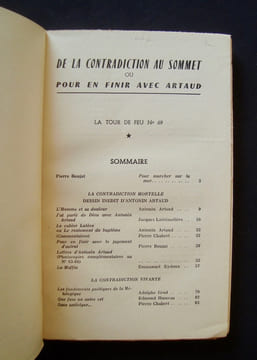 De la contradiction au sommet ou pour en finir avec Artaud - La Tour de feu, n°69, avril 1961.. ARTAUD (Antonin) - CHABERT (Pierre) - BOUJUT (Pierre) ...