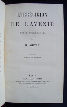 L'Irréligion de l'avenir - Etude sociologique -. GUYAU (Jean-Marie) -