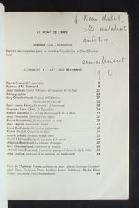 Le Pont de l'épée présente Aloysius Bertrand : n°1, 1957.