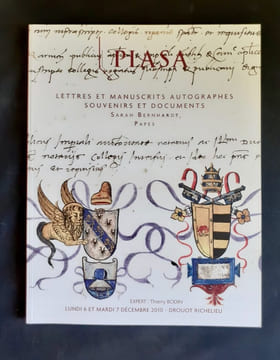 Lettres et manuscrits autographes - Souvenirs et documents Sarah Bernhardt -. (Sarah Bernhardt) -