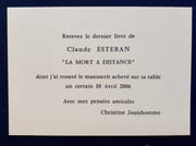 La mort à distance. Poèmes. par ESTEBAN Claude.  - Image 1
