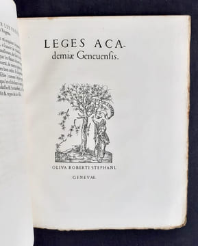 L'ordre du Collège de Genève. Leges academiae Genevensis.. ESTIENNE (Robert).
