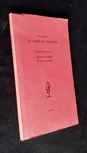 Karl Kraus : La Boîte de Pandore, discours prononcé lors de la repésentation du 29 mai 1905 au Trianon-Theater de Vienne - Frank Wedekind : Confession et autres poèmes -