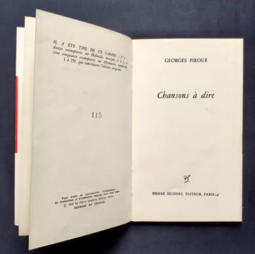 Chansons à dire -. PIROUE (Georges) -
