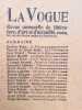 La Vogue. Revue mensuelle de littérature, d'art et d'actualité - Nouvelle série : N°1, janvier 1899.. KAHN (Gustave) - MERRILL (Stuart) - LEBLANC ...
