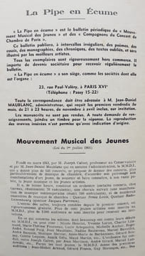 La pipe en écume : n°20, 1953 - . MAUBLANC (Jean-Daniel) - GARNIER (Pierre) - GUILLAUME (Louis) - LAUGIER (Jean) - OBALDIA (René de) - SABATIER ...