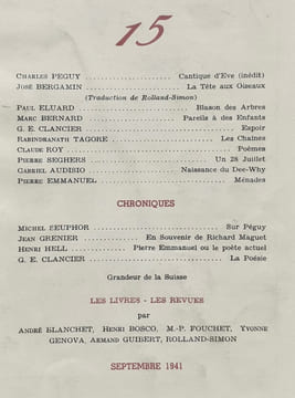 Fontaine, revue bimestrielle de la nouvelle poésie française : n°15, septembre 1941.. Max-Pol Fouchet, Jean Denoel, Georges-Emmanuel Clancier, Pierre ...