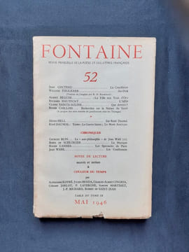 Fontaine, revue mensuelle de la poésie et des lettres françaises : n°52, mai 1946.. DAUMAL (René) - COCTEAU (Jean) - CAILLOIS (Roger) - BLIN (Georges) ...