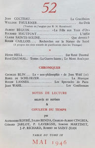 Fontaine, revue mensuelle de la poésie et des lettres françaises : n°52, mai 1946.