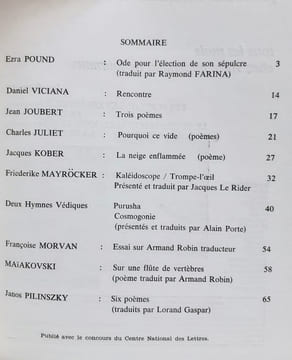 Obsidiane N°16. Septembre 1981.. MAIAKOVSKI. POUND (Ezra). JULIET (Charles). JOUBERT (Jean). PILINSZKY (Janos). MAYROCKER (Friederike).
