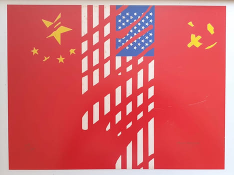 Drapeau Etats-Unis soviétiques.. FROMANGER (Gérard) -