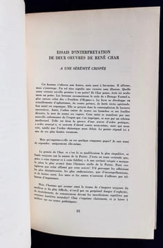 Interpretative essays on two poems by René Char : To a tensed serenity - Lettera amorosa / Essais d'interprétation de deux oeuvres de René Char : A ...