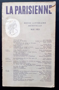 La Parisienne. Revue littéraire mensuelle : n°5, mai 1953. . Jean Cocteau, André Salmon, Robert Musil, André de Richaud, Jean Follain, Boris Vian, ...