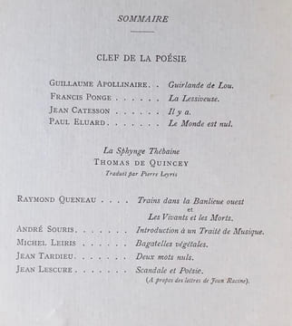 Messages n°I, janvier 1944 : Souces de la poésie.. APOLLINAIRE (Guillaume) - PONGE (Francis) - CATESSON (Jean) - ELUARD (Paul) - DE QUINCEY (Thomas) - ...