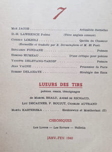 Fontaine, revue bimestrielle de culture et d'information poétiques : n°7, janvier-février 1940.