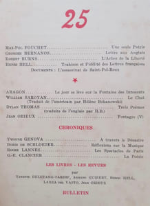 Fontaine, revue mensuelle de la poésie et des lettres françaises : n°25, décembre 1942.