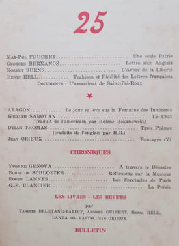 Fontaine, revue mensuelle de la poésie et des lettres françaises : n°25, décembre 1942.. FOUCHET (Maw-Pol) - BERNANOS (George) - BURNS (Robert) - HELL ...