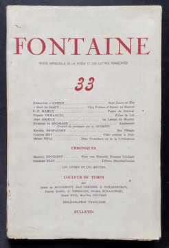 Fontaine, revue mensuelle de la poésie et des lettres françaises : n°33, (printemps) 1944.. ASTIER (Emmanuel d') - ELUARD (Paul) - RAMUZ (C.-F.) - ...