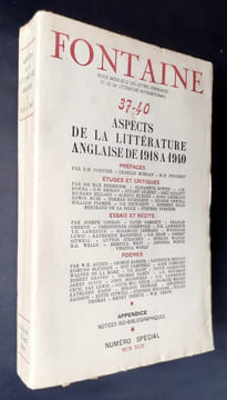 Fontaine, revue mensuelle des lettres françaises et de la littérature internationale, n°37-40, 1944 : Aspects de la littérature anglaise de 1918 à ...