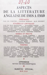 Fontaine, revue mensuelle des lettres françaises et de la littérature internationale, n°37-40, 1944 : Aspects de la littérature anglaise de 1918 à 1940 -