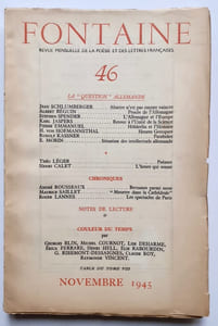 Fontaine, revue mensuelle de la poésie et des lettres françaises, n°46, novembre 1945 : La "question" allemande.