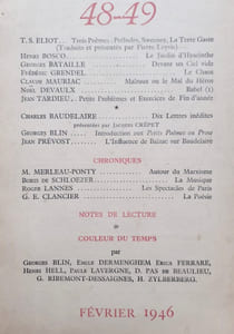 Fontaine, revue mensuelle de la poésie et des lettres françaises, n°48-49, février 1946.