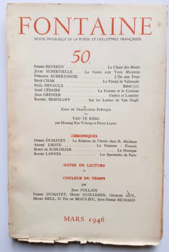 Fontaine, revue mensuelle de la poésie et des lettres françaises, n°50, mars 1946. . REVERDY (Pierre) - SUPERVIELLE (Jules) - AUBERJONOIS (Fernand) - ...
