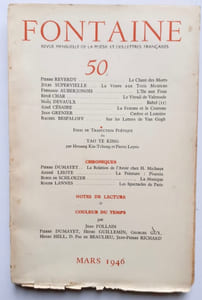 Fontaine, revue mensuelle de la poésie et des lettres françaises, n°50, mars 1946.