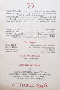 Fontaine, revue mensuelle de la poésie et des lettres françaises, n°55, octobre 1946.