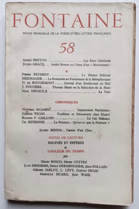 Fontaine, revue mensuelle de la poésie et des lettres françaises, n°58, mars 1947 -