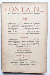 Fontaine, revue mensuelle de la poésie et des lettres françaises, n°59, avril 1947 -