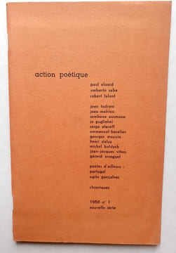Action poétique n°1 (printemps) 1958. . DELUY (Henri) - TODRANI (Jean) - MALRIEU (Jean) - GUGLIELMI (Joseph) - ELUARD (Paul) - SABA (Umberto) - ...