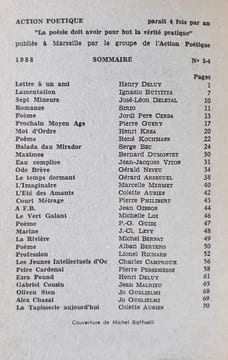Action poétique n°3-4 (automne) 1958. . NEVEU (Gérald) - GUGLIELMI (Joseph) - GUERY (Pierre) - KOCHMANN (René) - DELUY (Henri) - TODRANI (Jean) - KREA ...