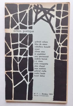 Action poétique n°7 octobre 1959. . DELUY (Henri) - CELAYA (Gabriel) - MALRIEU (Jean) - VITON (Jean-Jacques) - BLAS DE OTERO - STEN (Oliven) - ...