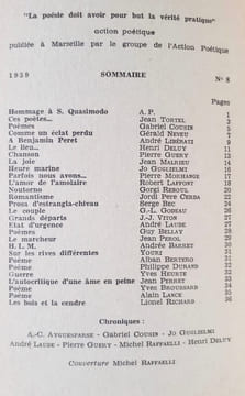 Action poétique n°8 décembre 1959. . DELUY (Henri) - MALRIEU (Jean) - VITON (Jean-Jacques) - GUGLIELMI (Joseph) - BARRET (Andrée) - TORTEL (Jean) - ...
