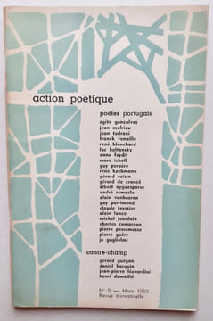 Action poétique n°9 mars 1960. . DELUY (Henri) - MALRIEU (Jean) - VITON (Jean-Jacques) - GUGLIELMI (Joseph) - VENAILLE (Franck) - VOISIN (Gérard) - ...
