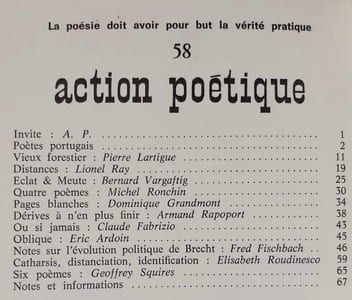 Action poétique n°60, quatrième trimestre 1974.