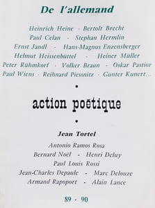 Action poétique n°89-90, Quatrième trimestre 1982 : De l'allemand.  