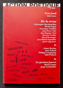 Action poétique n°140, automne 1995.. JANDL (Ernst) - MARCHAND-KISS (Christophe) - DEGUY (Michel) - PARA (Jean-Baptiste) - PELISSEN (Alain) - CAMUS ...