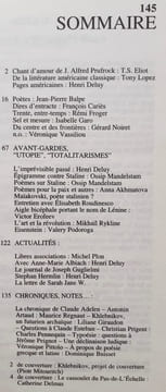 Action poétique n°145, hiver 1996-1997.. MANDELSTAN (Ossip) - ELIOT (T.S.) - AKHMATOVA (Anna) - DELUY (Henri) - GARO (Isabelle) - BALPE (Jean-Pierre) ...