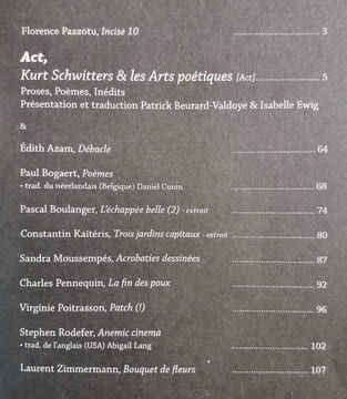 Action poétique n°202, décembre 2010.. SCHWITTERS (Kurt) - BEURARD-VALDOYE (Patrick) - EWIG (Isabelle) - AZAM (Edith) - BOGAERT (Paul) - BOULANGER ...