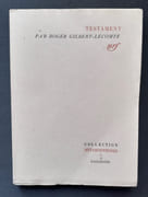 Testament. Poèmes et textes en prose. par GILBERT-LECOMTE (Roger) - ADAMOV (Arthur) -  - Image 1