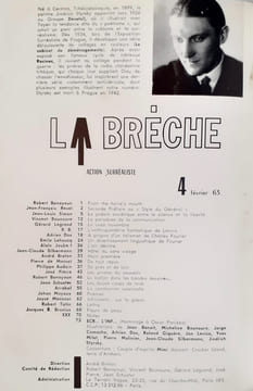 La Brèche. Action surréaliste. N°4, février 1963. . CAMACHO (Jorge), BENOIT (Jean), MOLINIER (Pierre), PIERRE (José), BOUNOURE (Vincent), ARRABAL, ...