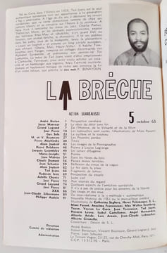 La Brèche. Action surréaliste. N°5, octobre 1963. . PIERRE (José), TELEMAQUE (Hervé), BRETON (André), MANSOUR (Joyce), JOUBERT (Alain), SCHUSTER ...