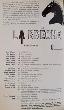 La Brèche. Action surréaliste. N°8, novembre 1965. . LENK (Elisabeth), LEBRUN (Annie), WHITE (Kenneth), LEGRAND (Gérard), TOYEN, DAX (Adrien), CAMACHO ...
