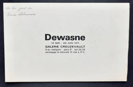 Dewasne 12 mai - 30 juin 1971 - Galerie Creuzevault -