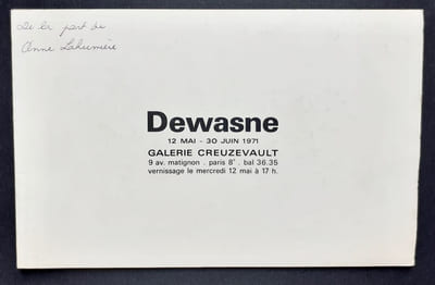 Dewasne 12 mai - 30 juin 1971 - Galerie Creuzevault -